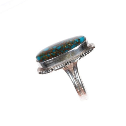 sz8.5 TF Navajo sterling silver spiderweb Candelaria Turquoise ring - Estate Fresh Austin