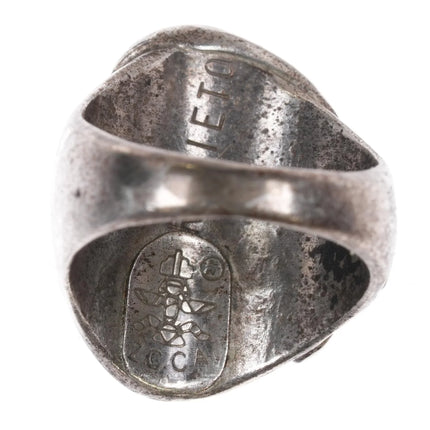 sz6 Ray Nieto Zuni sterling silver large turquoise stone ring c1970's - Estate Fresh Austin