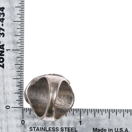 sz6 Ray Nieto Zuni sterling silver large turquoise stone ring c1970's - Estate Fresh Austin