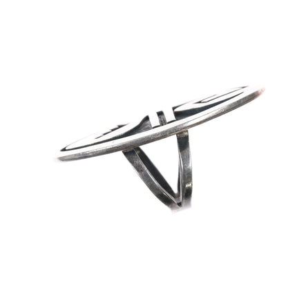 sz5 Lg Manuel Hoyungowa Hopi Overlay long ring sterling silver - Estate Fresh Austin