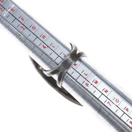 sz5 Lg Manuel Hoyungowa Hopi Overlay long ring sterling silver - Estate Fresh Austin