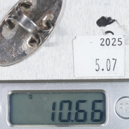 sz5 Lg Manuel Hoyungowa Hopi Overlay long ring sterling silver - Estate Fresh Austin