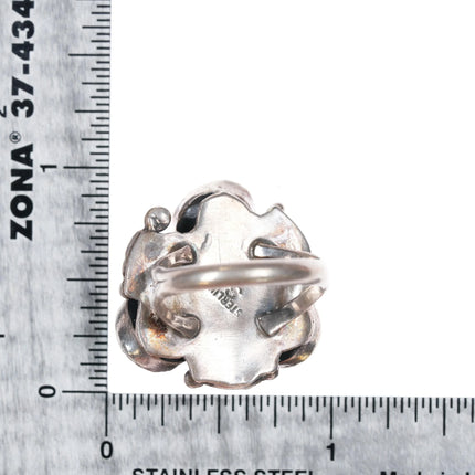 sz6 S Navajo sterling silver 3 stone turquoise ring c1980's - Estate Fresh Austin