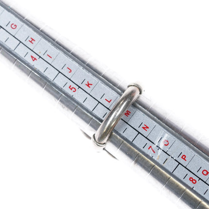 sz7 1970's Zuni Sterling silver coral and turquoise snake eye ring - Estate Fresh Austin