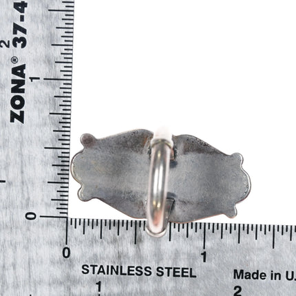 sz7 1970's Zuni Sterling silver coral and turquoise snake eye ring - Estate Fresh Austin