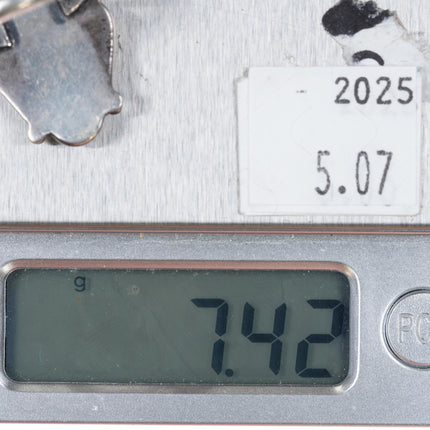 sz7 1970's Zuni Sterling silver coral and turquoise snake eye ring - Estate Fresh Austin