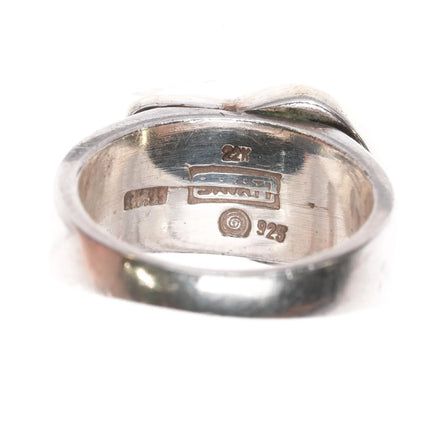 sz7.5 Savati 22k gold bezel Sterling silver Mediterranean coral ring - Estate Fresh Austin