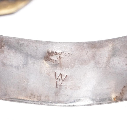 6.75" Vintage Mexican sterling silver Art Deco style geometric cuff bracelet - Estate Fresh Austin