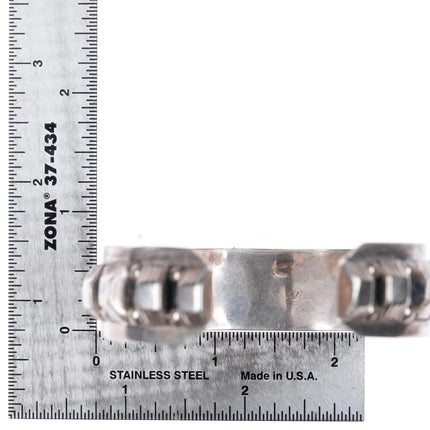 6.75" Vintage Mexican sterling silver Art Deco style geometric cuff bracelet - Estate Fresh Austin