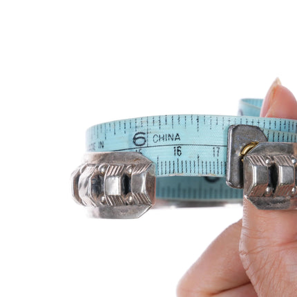 6.75" Vintage Mexican sterling silver Art Deco style geometric cuff bracelet - Estate Fresh Austin