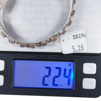 6.75" Vintage Mexican sterling silver Art Deco style geometric cuff bracelet - Estate Fresh Austin