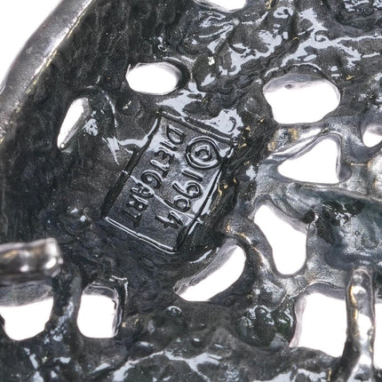 1994 Dietgart Sterling silver Heavy Chinoiserie Asian themed belt buckle cranes - Estate Fresh Austin