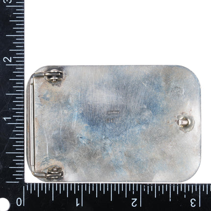 Sharon Cisco Navajo Sterling silver Bear Paw Water/waves overlay belt buckle - Estate Fresh Austin