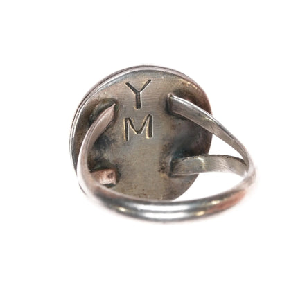 sz5 c1960's YM Sterling silver Navajo Nevada Blue spiderweb turquoise ring - Estate Fresh Austin