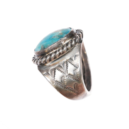 sz9.5 Vintage Navajo sterling silver turquoise w/quartz matrix ring - Estate Fresh Austin
