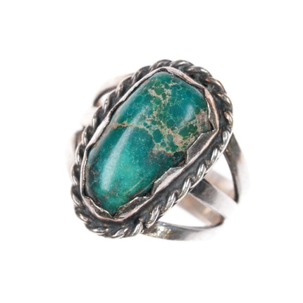 sz7 c1950's Navajo sterling silver Fox turquoise ring - Estate Fresh Austin