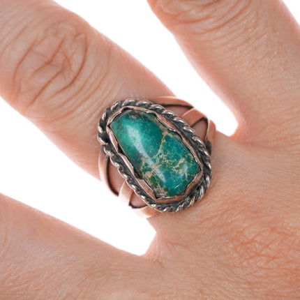 sz7 c1950's Navajo sterling silver Fox turquoise ring - Estate Fresh Austin