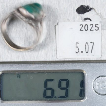 sz7 c1950's Navajo sterling silver Fox turquoise ring - Estate Fresh Austin