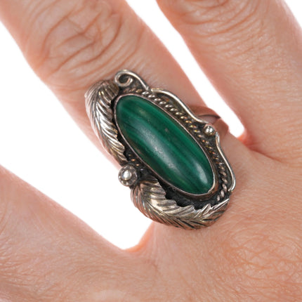 sz7.75 JPA 60's-70's Navajo sterling silver malachite ring - Estate Fresh Austin