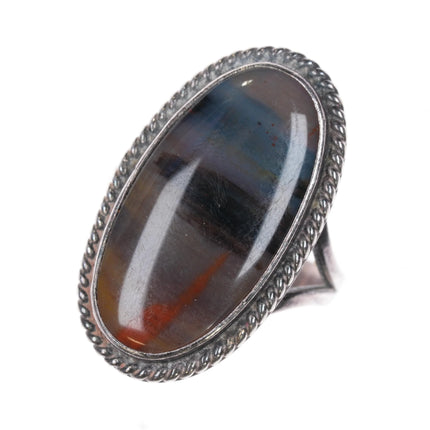 sz7 1940's Garden of The Gods Handmade by Indians Sterling silver agate ring - Estate Fresh Austin