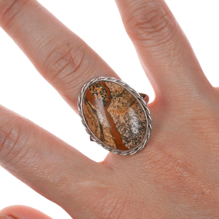 sz12 Vintage JM Navajo sterling silver petrified palm root ring - Estate Fresh Austin