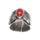sz7 Benson Sam Navajo sterling silver Mediterranean coral ring c1980's. - Estate Fresh Austin