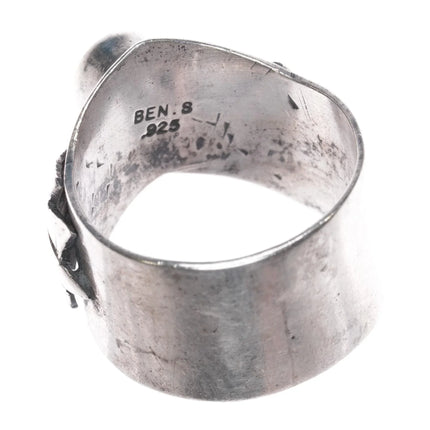 sz7 Benson Sam Navajo sterling silver Mediterranean coral ring c1980's. - Estate Fresh Austin