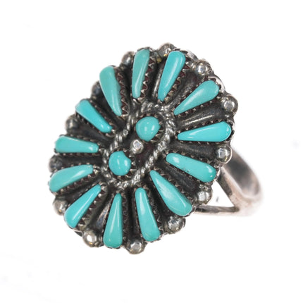sz8.25 Vintage Zuni sterling silver and turquoise petit point cluster ring - Estate Fresh Austin