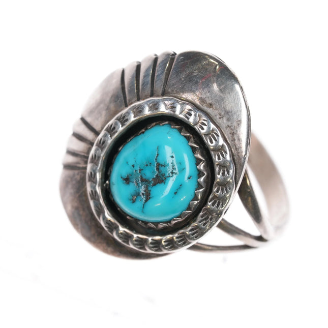 sz7 Navajo sterling silver offset turquoise ring - Estate Fresh Austin
