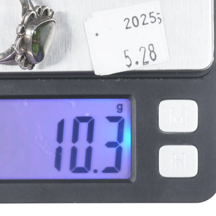 Sz8 SD Navajo green spiderweb Variscite sterling silver ring - Estate Fresh Austin