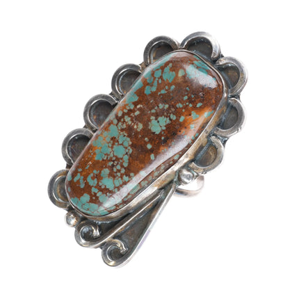 sz11 Large Navajo sterling silver Ceremonial Kingman turquoise ring nice matrix - Estate Fresh Austin
