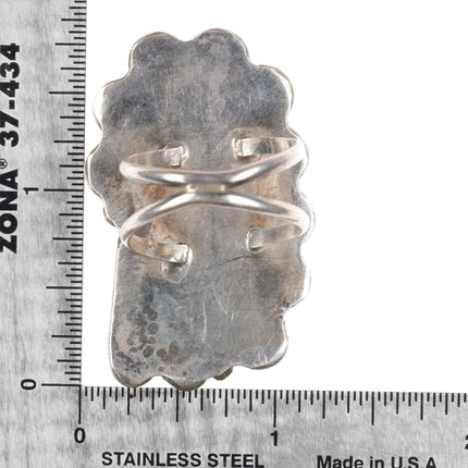 sz11 Large Navajo sterling silver Ceremonial Kingman turquoise ring nice matrix - Estate Fresh Austin