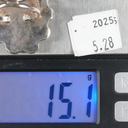 sz11 Large Navajo sterling silver Ceremonial Kingman turquoise ring nice matrix - Estate Fresh Austin