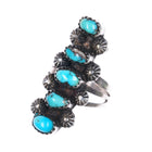 sz6.75 Vintage Zuni Sterling silver turquoise ring 5 stones stamped accents - Estate Fresh Austin