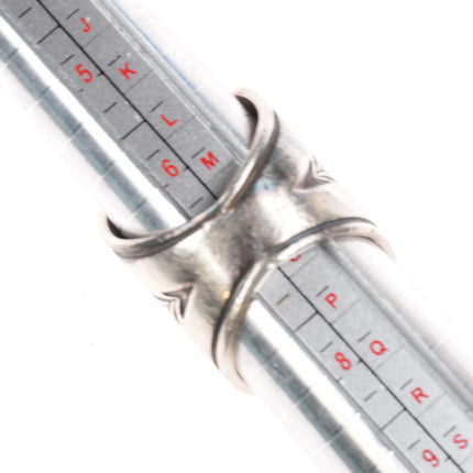 sz7 Derrick Gordon Navajo wide band sterling silver ring with turquoise - Estate Fresh Austin