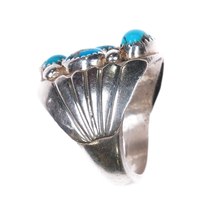 sz11 Vintage Navajo sterling silver turquoise nugget men's ring 4 stone - Estate Fresh Austin