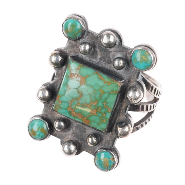 sz6.75 c1940's King's Manassa turquoise Navajo sterling silver snake eye ring - Estate Fresh Austin
