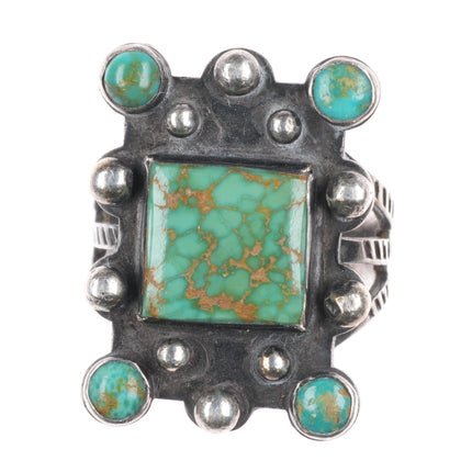sz6.75 c1940's King's Manassa turquoise Navajo sterling silver snake eye ring - Estate Fresh Austin