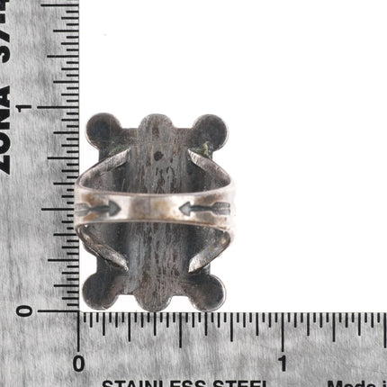 sz6.75 c1940's King's Manassa turquoise Navajo sterling silver snake eye ring - Estate Fresh Austin