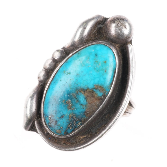 sz6 Vintage Navajo sterling silver turquoise shadowbox ring - Estate Fresh Austin