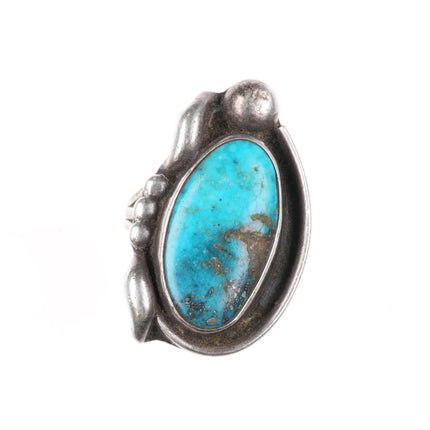 sz6 Vintage Navajo sterling silver turquoise shadowbox ring - Estate Fresh Austin