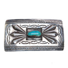 c1950 Vintage Navajo sterling silver repousse hand stamped belt buckle turquoise - Estate Fresh Austin