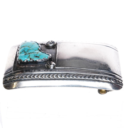 Vintage Navajo sterling silver Boot form turquoise belt buckle - Estate Fresh Austin