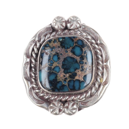 sz7.5 Tully Sam Navajo 60's-70's sterling silver ring with nice turquoise - Estate Fresh Austin
