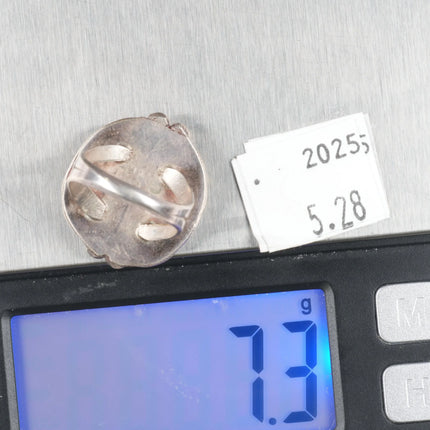 sz7.5 Tully Sam Navajo 60's-70's sterling silver ring with nice turquoise - Estate Fresh Austin