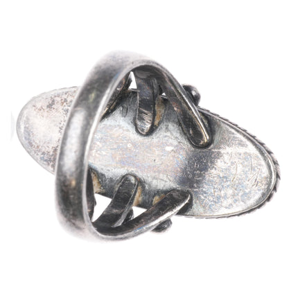 sz6 40's-50's Navajo Cerrillos turquoise sterling silver beaded sides ring - Estate Fresh Austin