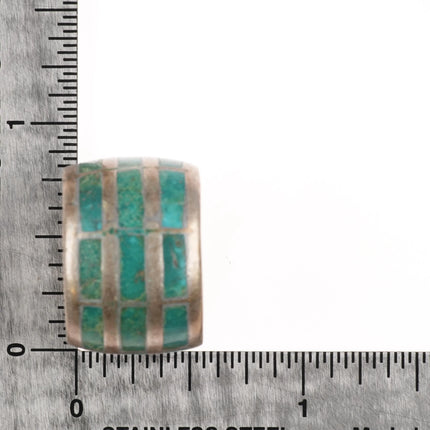 sz7.75 Vintage Zuni wide band Sterling silver turquoise channel inlay ring - Estate Fresh Austin