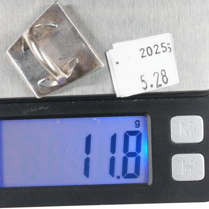 sz7 Vintage Navajo overlay wave/water turquoise inlaid sides ring - Estate Fresh Austin