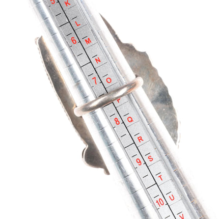 sz7.5 Large 1970's Navajo sterling silver long turquoise ring brown matrix - Estate Fresh Austin