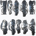 Bernard Dawahoya (1936-2010) Hopi Overlay Kachina pin collection sterling silver - Estate Fresh Austin